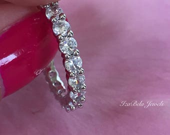 Aria Ring. 3mm High Quality Cubic Zirconia Diamond Band. Eternity Ring. Bridal Ring.