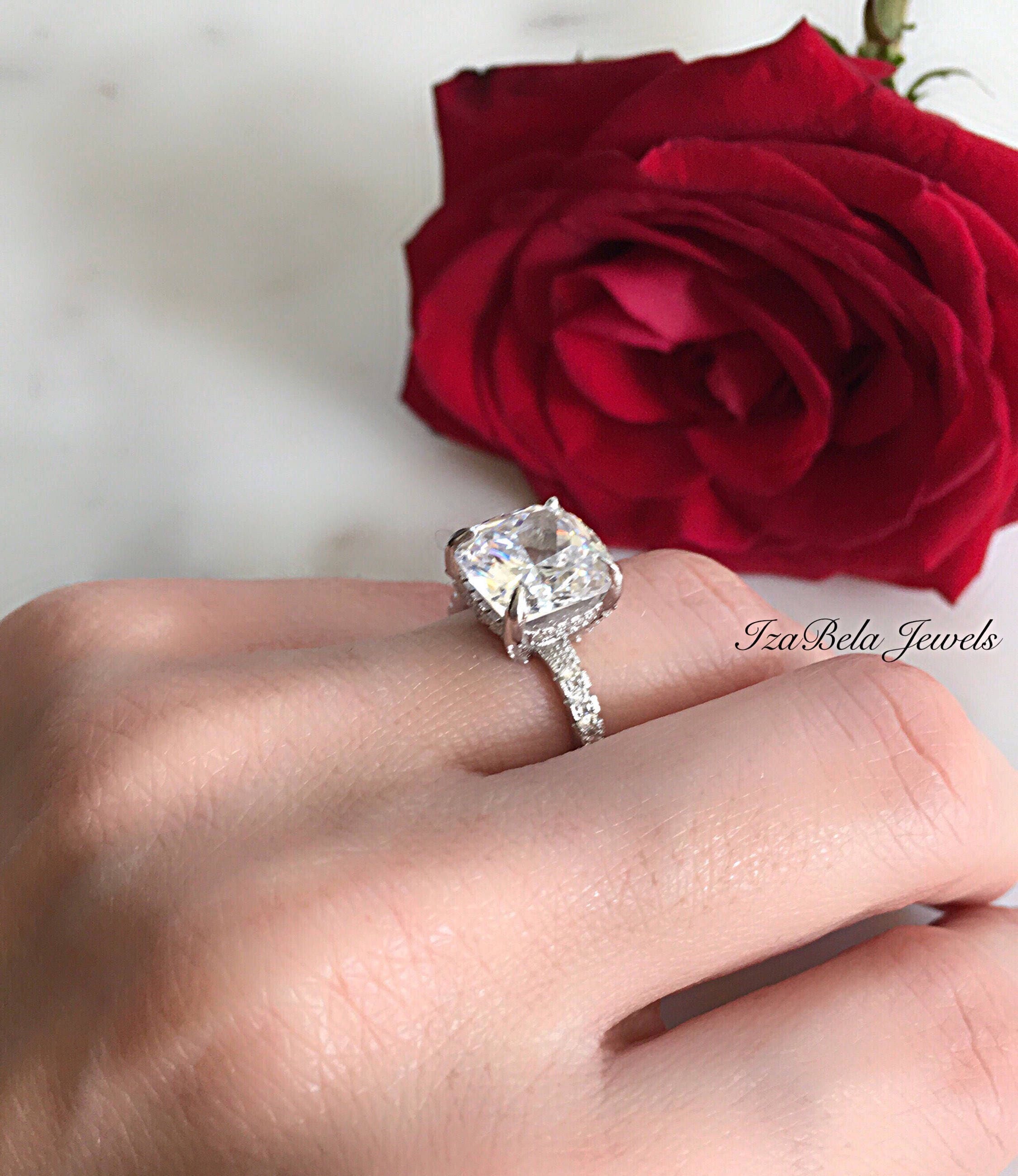 Eva Ring. 925 Sterling Silver and 5 Carat Cubic Zirconia Stone Etsy