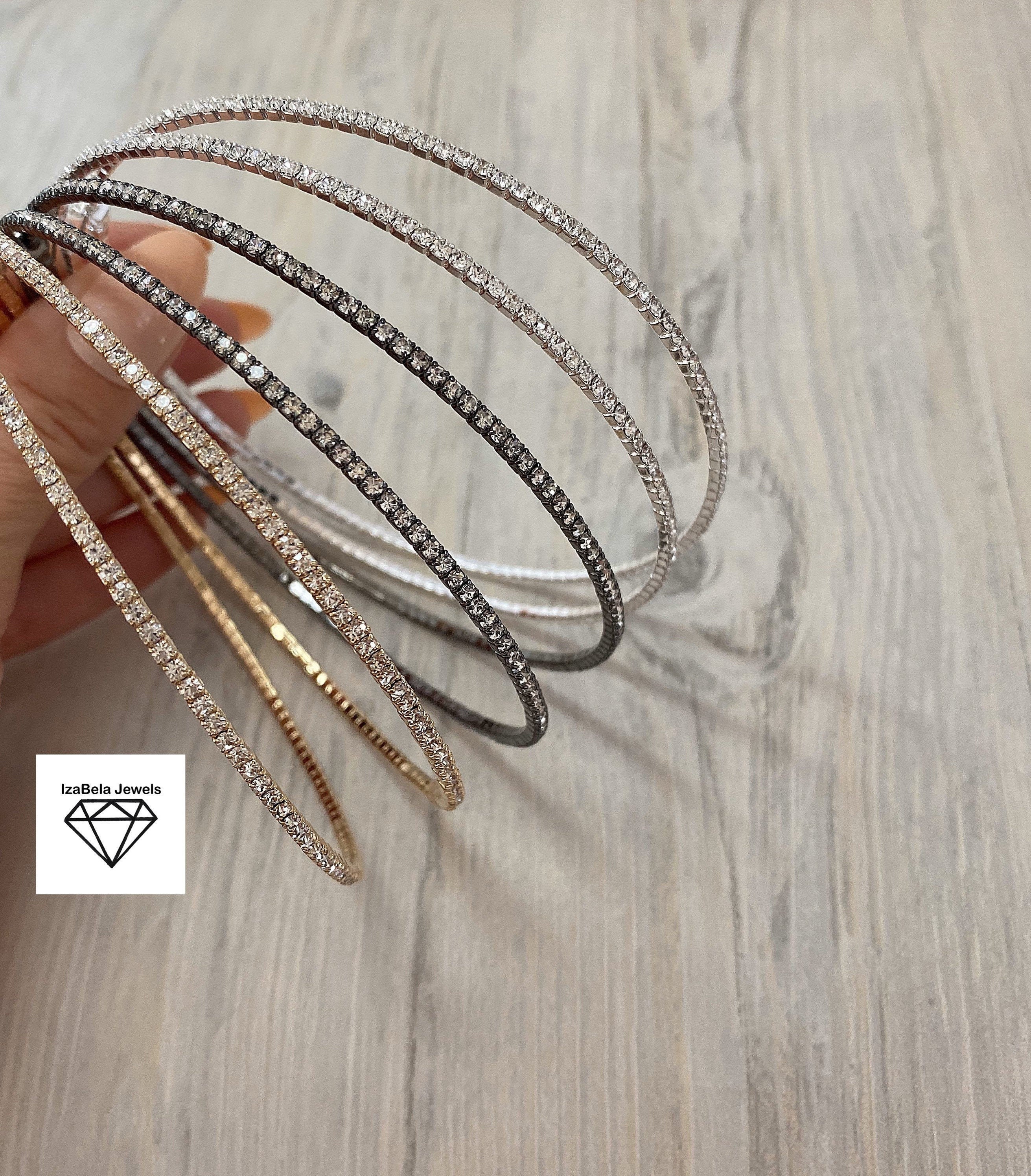 MEDIUM STACKED CRYSTAL HOOPS -SLVR/CLEAR main image 1