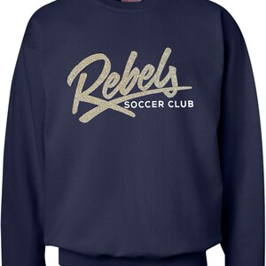 Rebels Adult Glitter Crewneck Sweater | Soccer Team Sweatshirt | Personalized Soccer Sweater | Custom Cuff