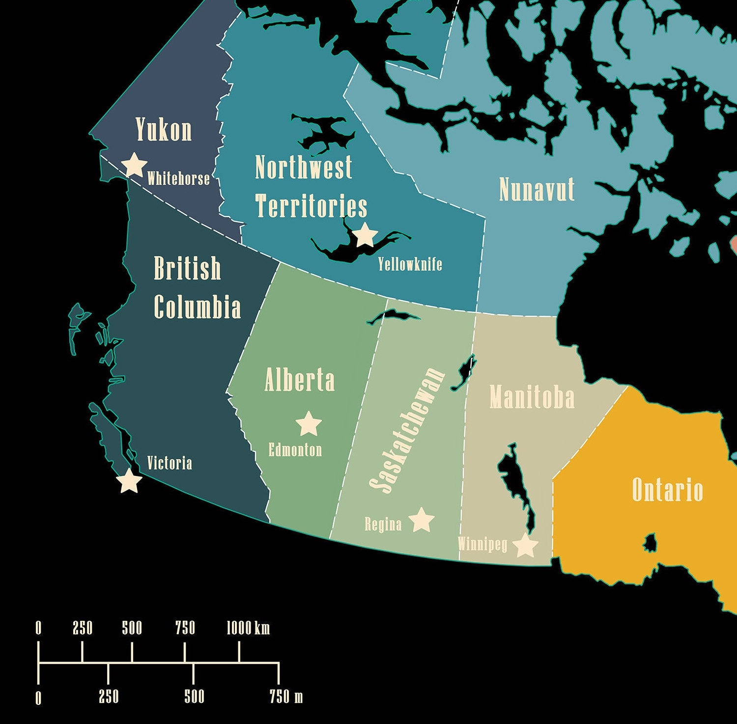 Carte Politique Du Canada Plastifiée A2 42x59.4 Cm - Carte Claire Colorée Pour École, Bureau Ou Décoration Murale