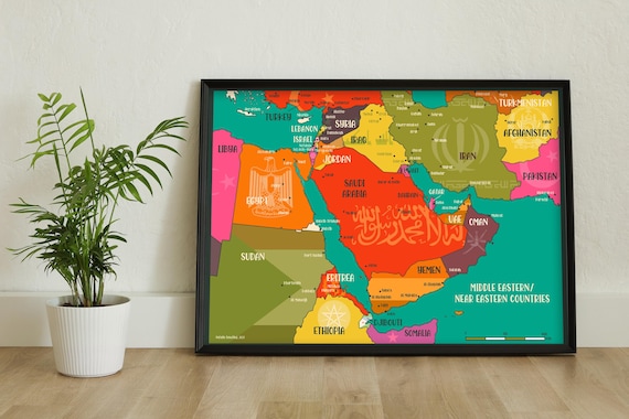 Middle Eastern/near Eastern Countries and Major Cities Map- NEW
