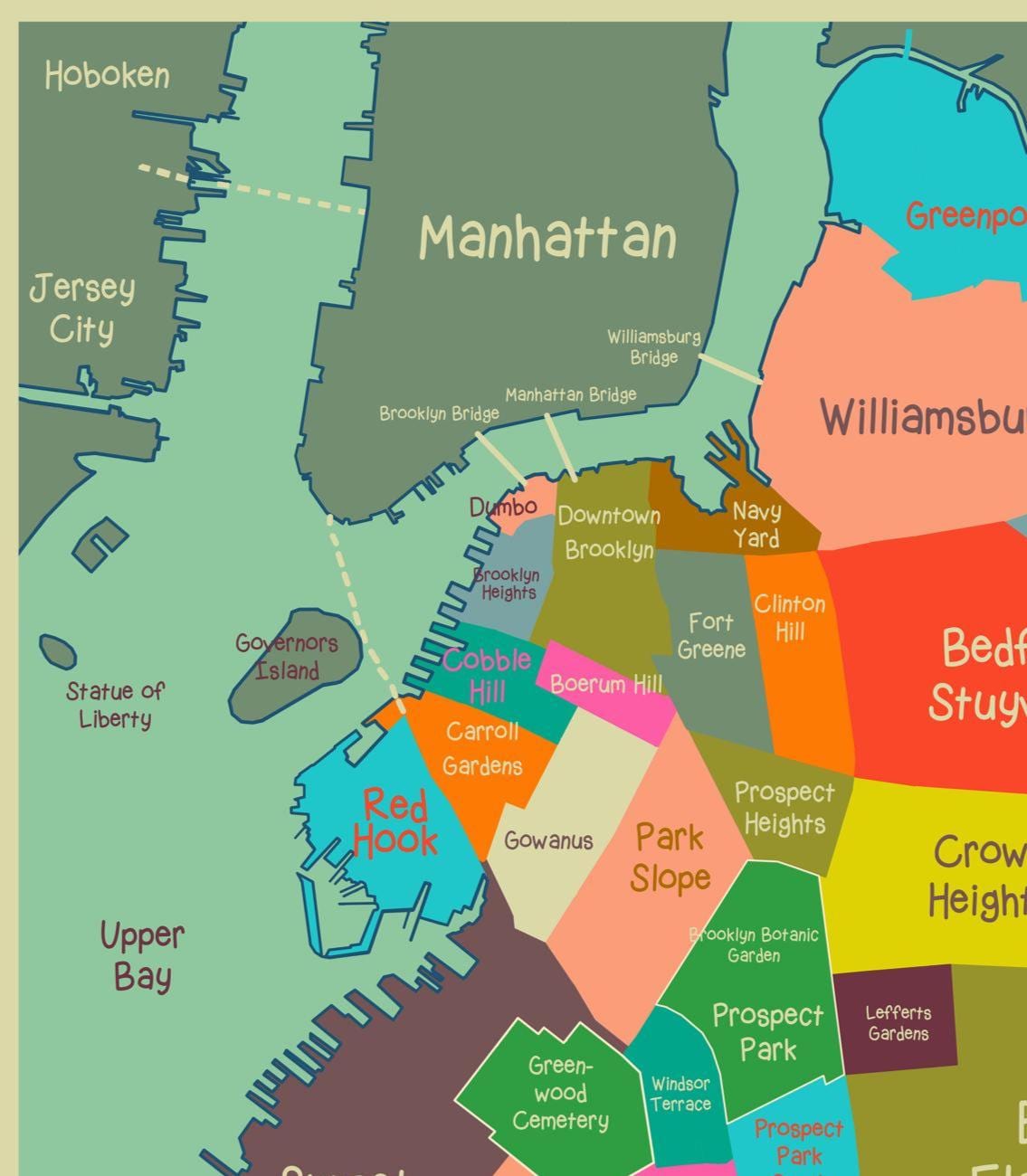 NEW EDITION A Map Of Brooklyn New York Gicl e Print Various Sizes new-edition-a-map-of-brooklyn-new-york-gicl-e-print-various-sizes