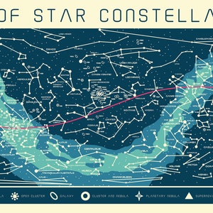 Mappa delle costellazioni stellari - Stampa Giclée in edizione limitata in varie dimensioni, senza cornice