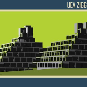 Impressão de cartão postal Green Ziggurats - Impressão Giclée de edição limitada (sem moldura, A1-A4). Papel lustroso ou fosco.