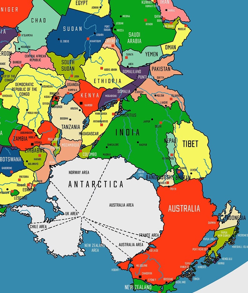 Panage Map Pangea Map - High Quality Giclée Print on Hahnemuhle Pearl Paper ...