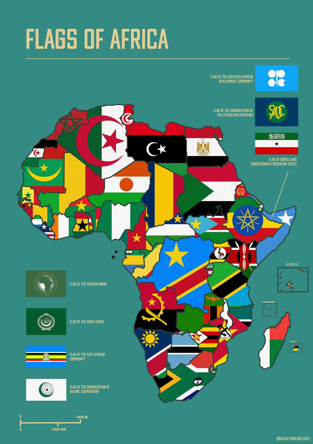The Flags of Africa Limited Edition Giclée Print in Various A Sizes A1