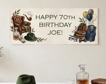 Personalised Gentleman Birthday Banner for Him, Men Milestone Party Poster