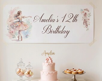 Personalised Young Ballerina Birthday Banner - Ballet Party Decor for Girls