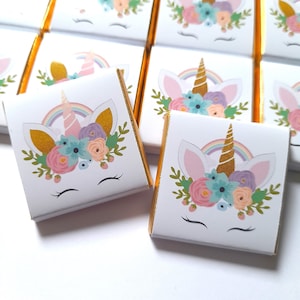 Unicorn Party personalised chocolates, birthday favours, guests party favours, pack of 25