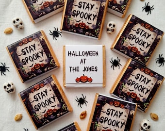 Personalised Stay Spooky Halloween Chocolate Favours - Gothic Party Bag Fillers - Trick or Treat Sweets