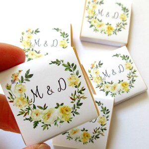 Wedding Personalized Chocolate Favours – Yellow Roses with Custom Monogram (Set of 25)