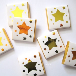 Golden Stars Personalised Chocolate favours, party chocolates, guests favours, suitable for any occasion,  pack of 25 chocs