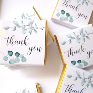 Thank you Personalised Chocolate favours, Botanical, thank you gift - 25 pcs