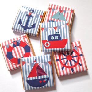 Nautical Personalised Party Favours, Sailor Theme Chocolate Treats, Custom Guest Gifts for Weddings, Birthdays or Hen Party
