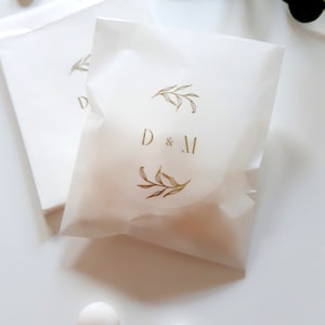 Personalised Initials Wedding Favour Glassine Bag, pack of 10