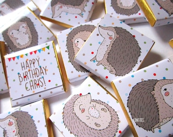 Little Hedgehogs Personalised Chocolate favours, party favours, pack of 25