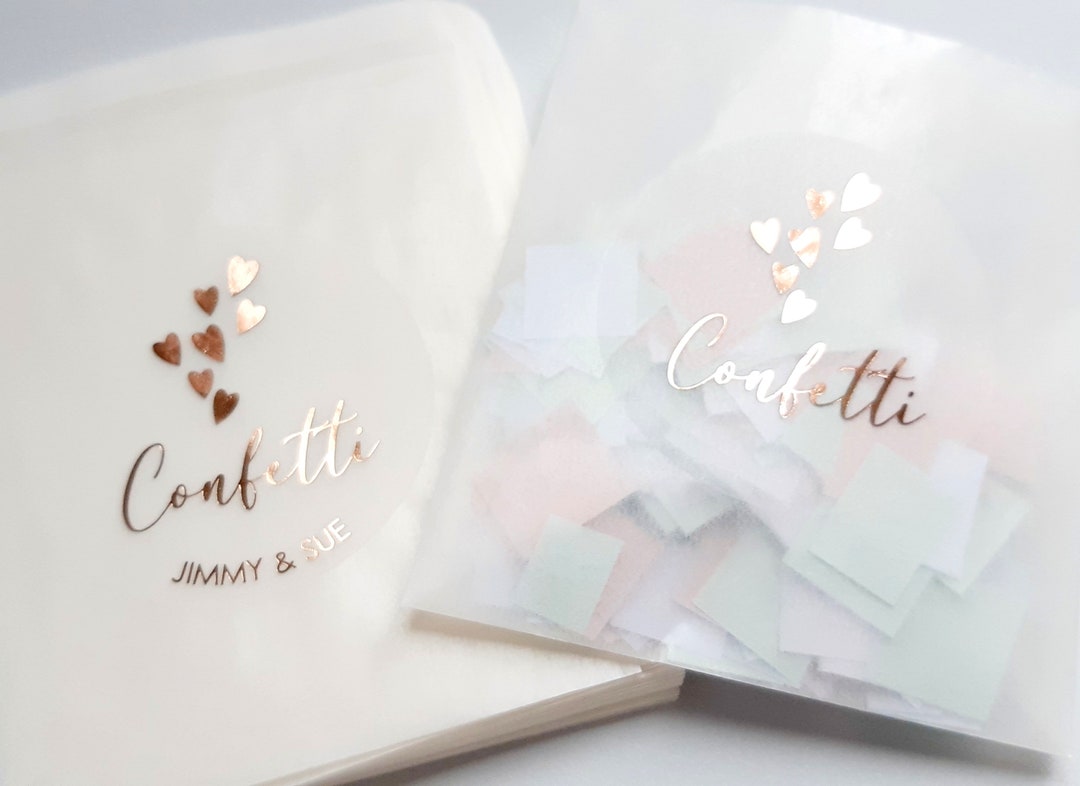 Confetti Glassine Bags, Wedding Confetti, Rose Gold, Confetti, Pack of