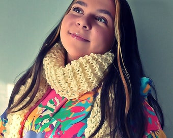 Knitted Scarf, Chunky Knit, Chunky Scarf, Super scarf, Chunky ribbed hand knitted shawl, Neck Warmer, Sweater Wrap, Gift for Mom,