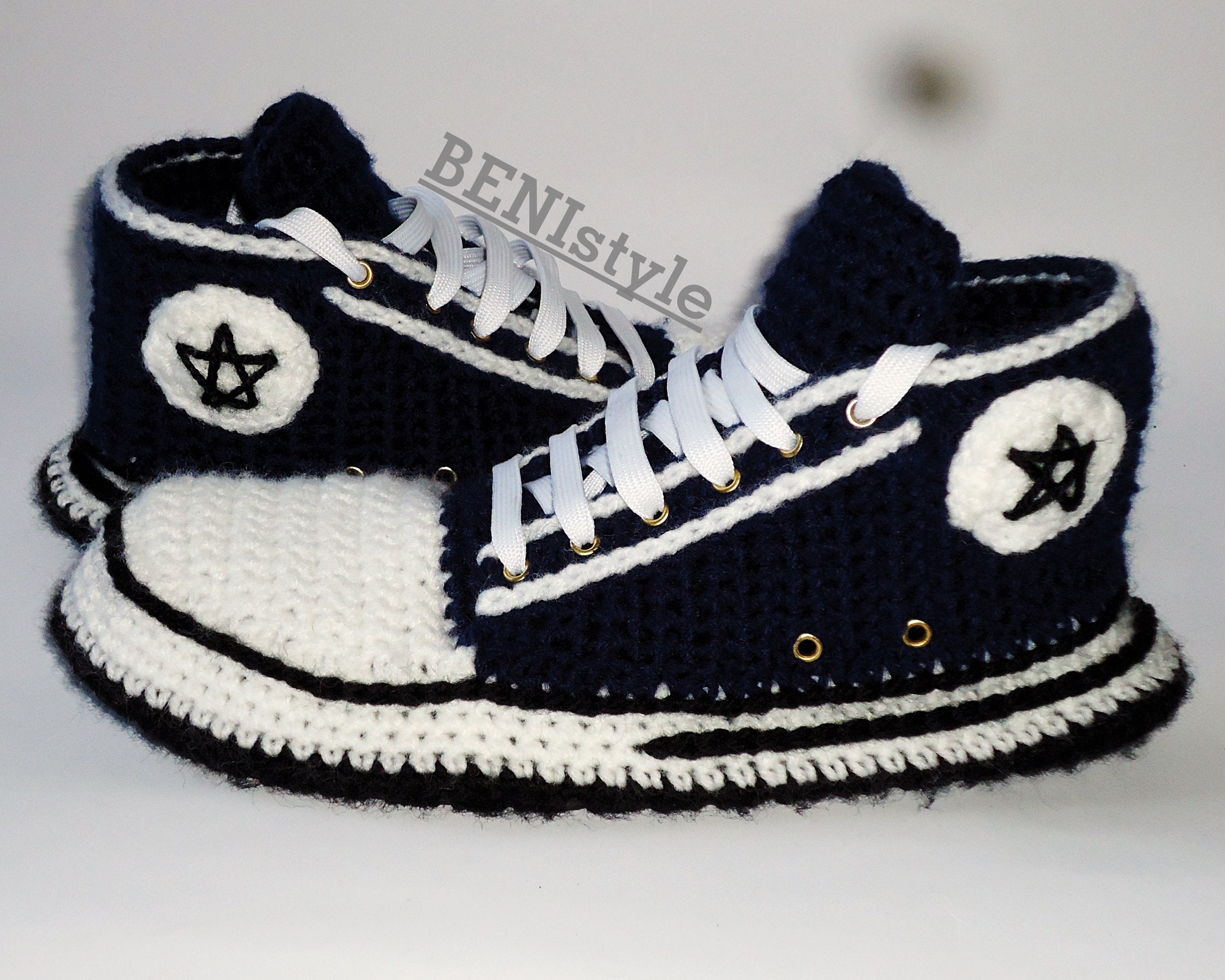 Gehaakte schoenen voor thuis Gehaakte sneaker slippers Huis - Etsy Nederland