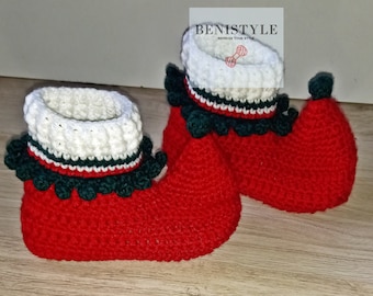 Christmas boots Elf booties New year gift Elf slipers Crochet boots Cristmas elf boots Christmas gift Slipper for gift Slippers for her