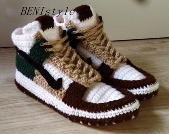 Men's slippers, House slippers, Men converse slippers,  Crochet new sneakers, Crochet sneakers, Gift for Dad, Gift for friend, New Model