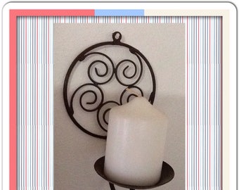 Candle Holder Sconce Vintage Wrought Iron Pillar Wall Art Hanging Home Decor Country Decor Cottage Chic Decor Victorian Decor Unique Gift