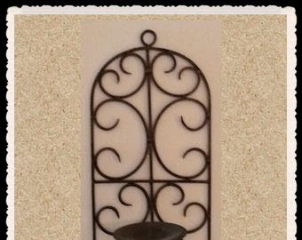 Sconce Vintage Wrought Iron Gold Pillar Candle Holder Home Decor Wall Art Wall Hanging Country Decor Victorian Decor Cottage Chic Decor Gift