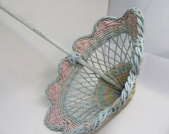 Basket Umbrella Vintage Basket Unique Basket Multicolored Basket Gift Home Decor Victorian Decor-Cottage Chic Decor Country Decor Wedding