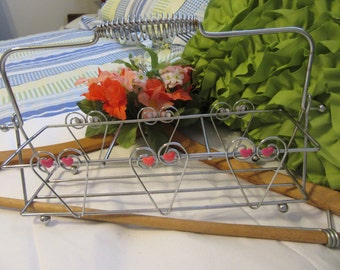 Tote, Caddy, Container or Basket Wire Rectangle Heart With Hearts As Accents Unique Gift Idea Home Decor Country Decor Office Decor Kitchen