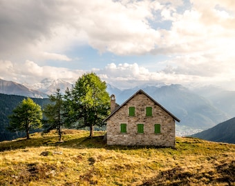 Swiss Alps, Switzerland, Switzerland Photos, Swiss Photos, Swiss Hut, Home Art, Fine Art Photography | Belalp Hut - Belalp, Switzerland