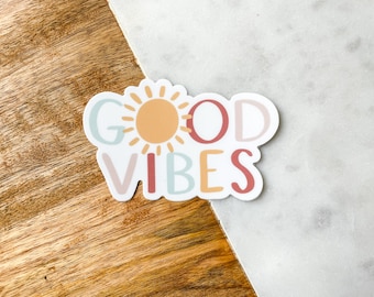 Good Vibes Sun Sticker: Waterproof Matte Vinyl Die Cut