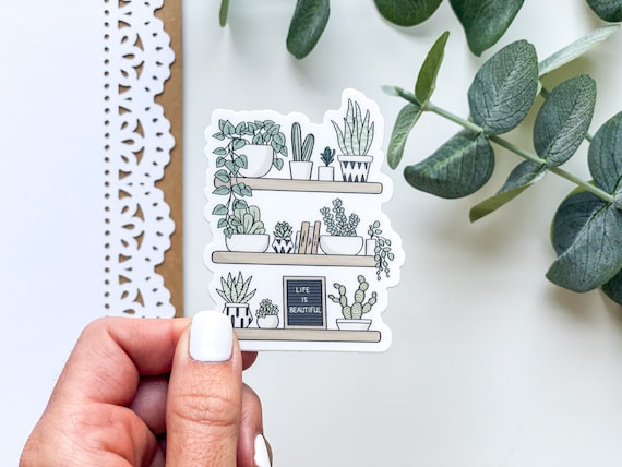 Plant Shelf | Plant Stickers | Plant Mom Gift | Sticker Shop | Vinyl Stickers | Trendy Stickers | Hydro Flask Stickers | boho sticker
