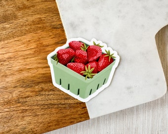 Strawberry Sticker | Hydro Flask Sticker | Gift for Her | Sticker Shop | Spring Stickers | Die Cut Sticker | Fruit Sticker
