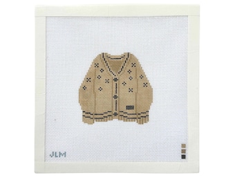 Fearless Cardigan Needlepoint Canvas | Music Inspired Cardigan | Handpainted Needlepoint Design | Swiftie Needlepoint Design