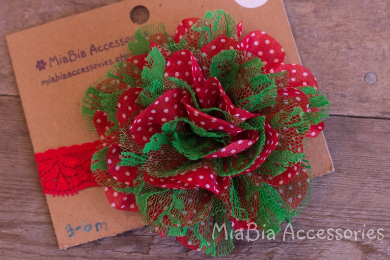 Red and Green Baby headband 3-6 months