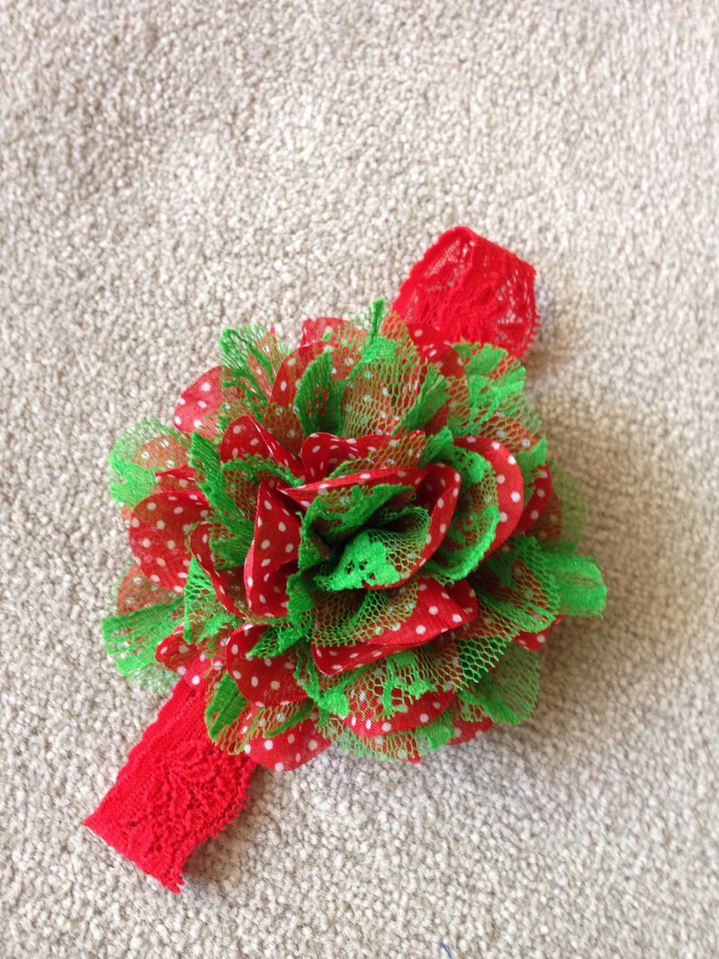 Red and Green Baby headband 3-6 months