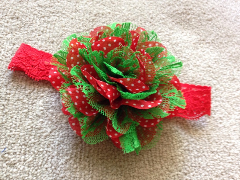 Red and Green Baby headband 3-6 months