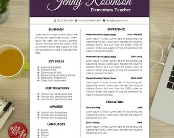 elementary teacher resume cv templates teaching resume cover etsy