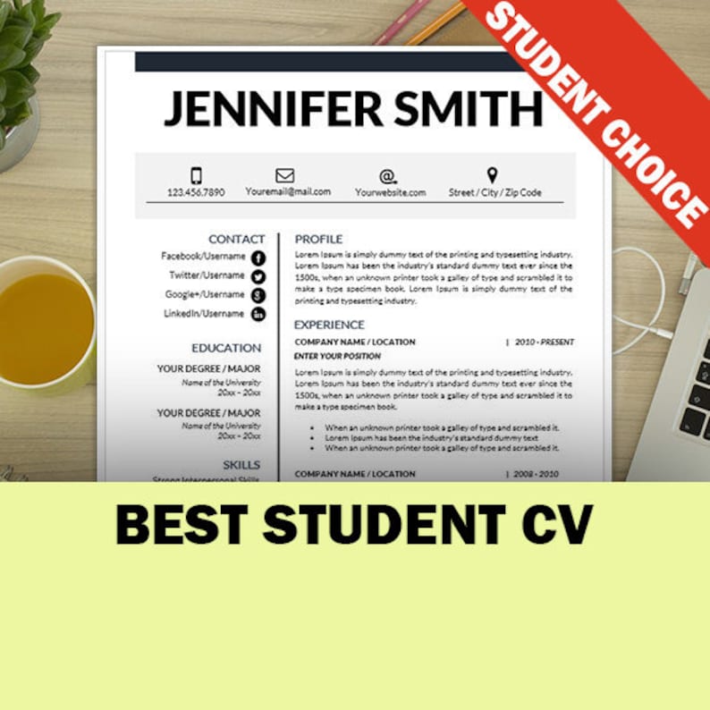 Szablon Cv Studenta Staż Cv Wzór Cv List Motywacyjny Wzór Etsy