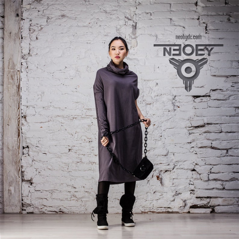 office dress Everyday Gray Knitted Dress Kemuru Oversize dressOne sleeve dress
