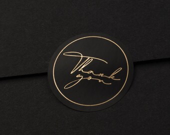 Premium black and gold 3cm round thank you stickers | sealing stickers | premium stickers | thank you sticker | professional Stickers Labels