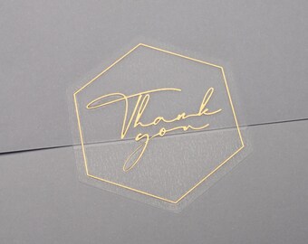 Premium transparent gold 4x3.5cm hexagonal thank you sticker | sealing stickers | premium stickers | thank you sticker | professional labels