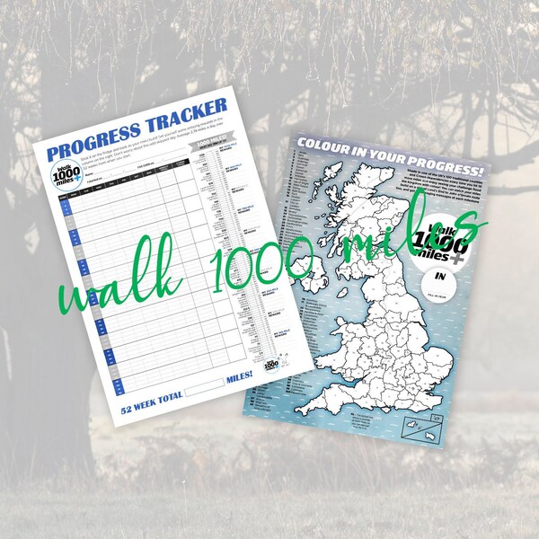 Walk 1000 miles tracking sheet | A4 printable | digital download | Walking tracker