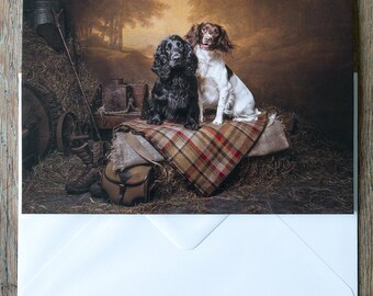 Premium Greeting Card, A5 (~6"x8") - Cocker Spaniel, Springer Spaniel, working dog, gundog, with envelope,  by professional pet photographer