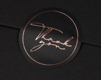 Premium black and rose gold 3cm round thank you stickers | sealing stickers | premium stickers | thank you sticker | professional Labels