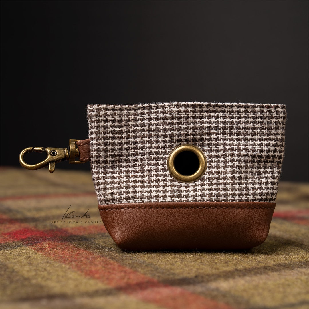 Posh Dogtooth Checked Poop Bag Holder Luxurious Waste Bag Holder Dog