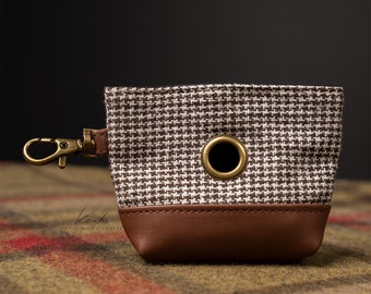 Posh dogtooth checked poop bag holder | luxurious waste bag holder | dog poop bag holder pouch | poop bag dispenser | stocking filler