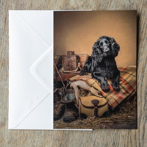 Biglietto di auguri Premium, A5 (~6 "x8") - Black Cocker Spaniel, cane da lavoro, cane da caccia, con busta, da fotografo professionista di animali domestici