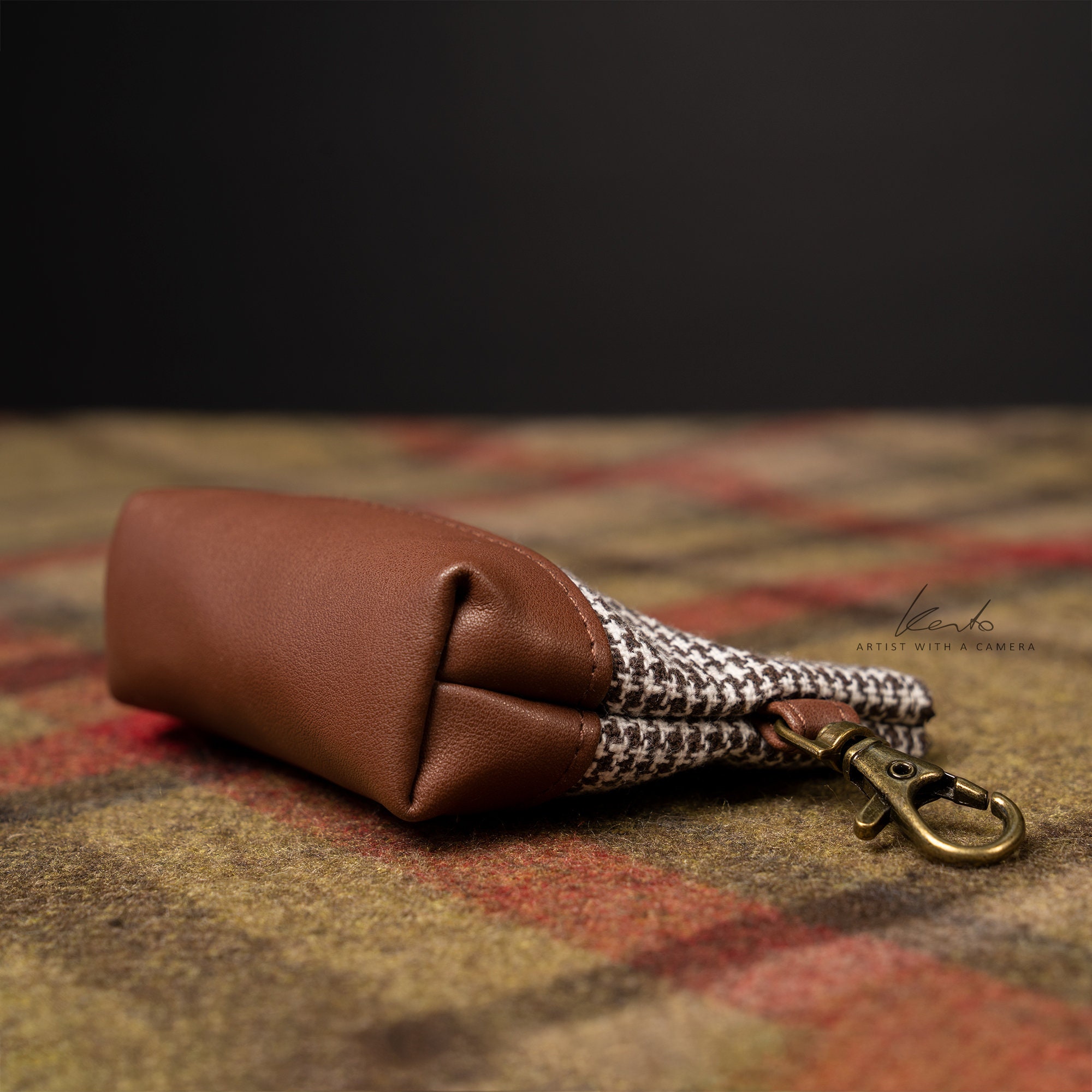 Posh Dogtooth Checked Poop Bag Holder Luxurious Waste Bag Holder Dog